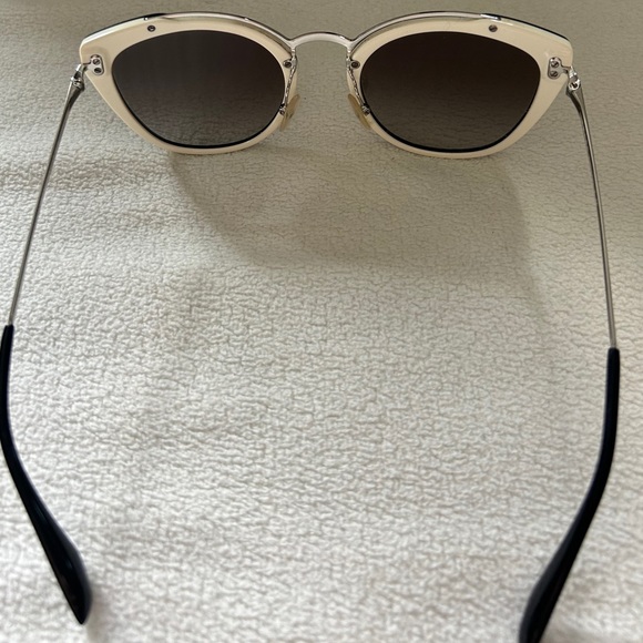 Prada Conceptual PROUS Plastic Womens Cat-Eye Sunglasses Silver Black Ivory - Picture 3 of 5